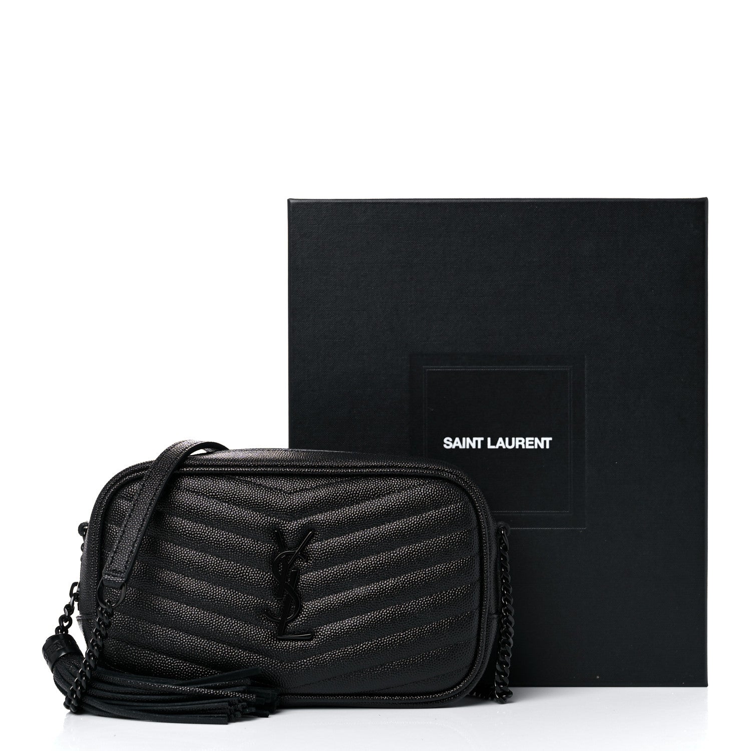 Saint Laurent Grain De Poudre Matelasse Monogram Mini Lou Camera Bag Black 15 of 15