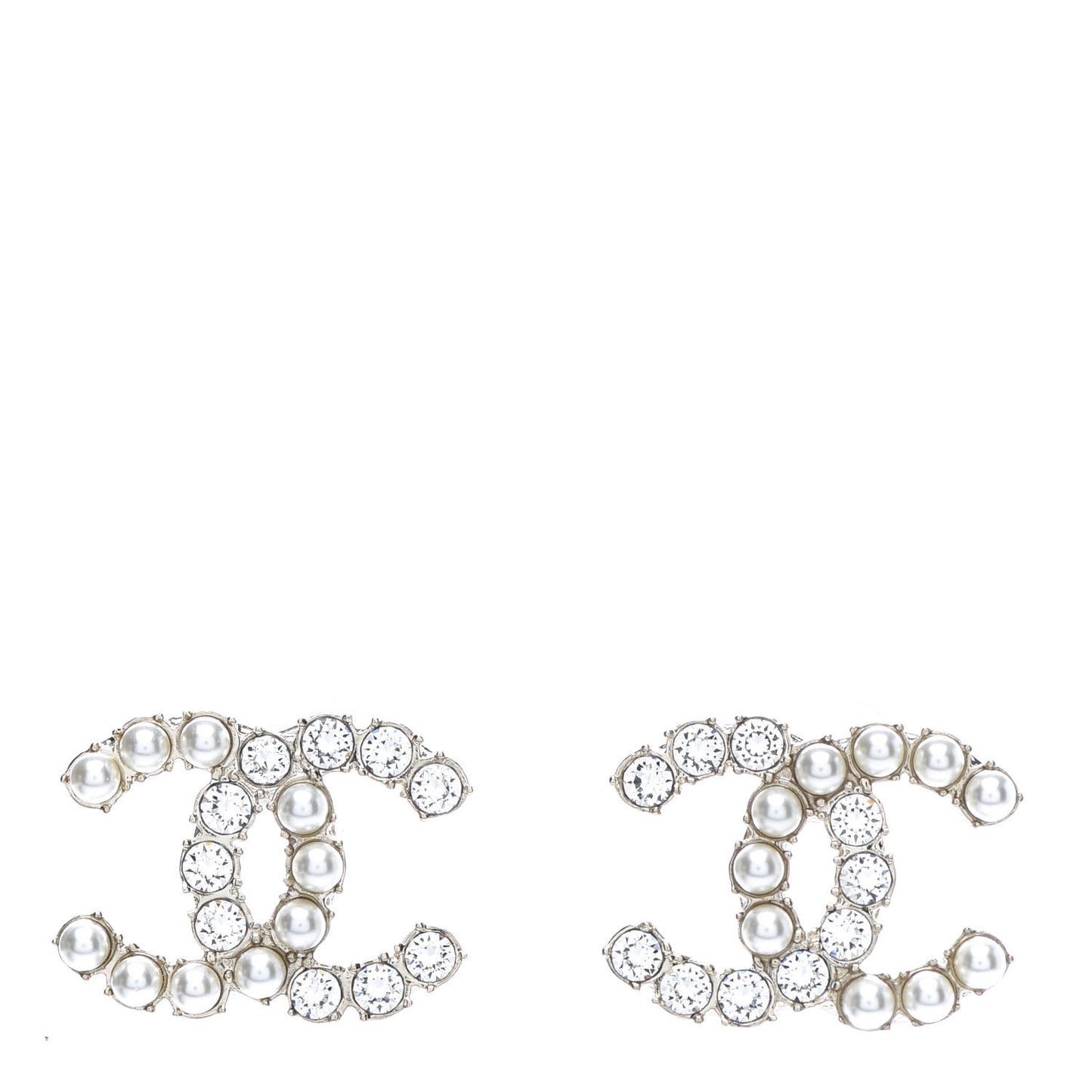 Crystal Pearl CC Dazzling Domino Earrings Gold