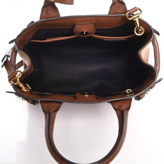 Burberry Grainy Calfskin House Check Small Banner Tote Tan 9 of 9
