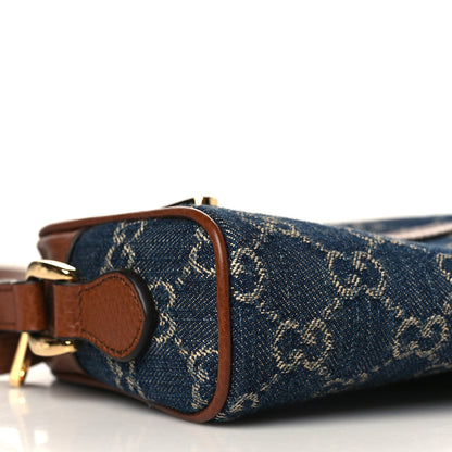 Gucci New Denim GG Monogram Dollar Calfskin Mini Ophidia Shoulder Bag Blue Tea Cuir Epilog 7 of 10