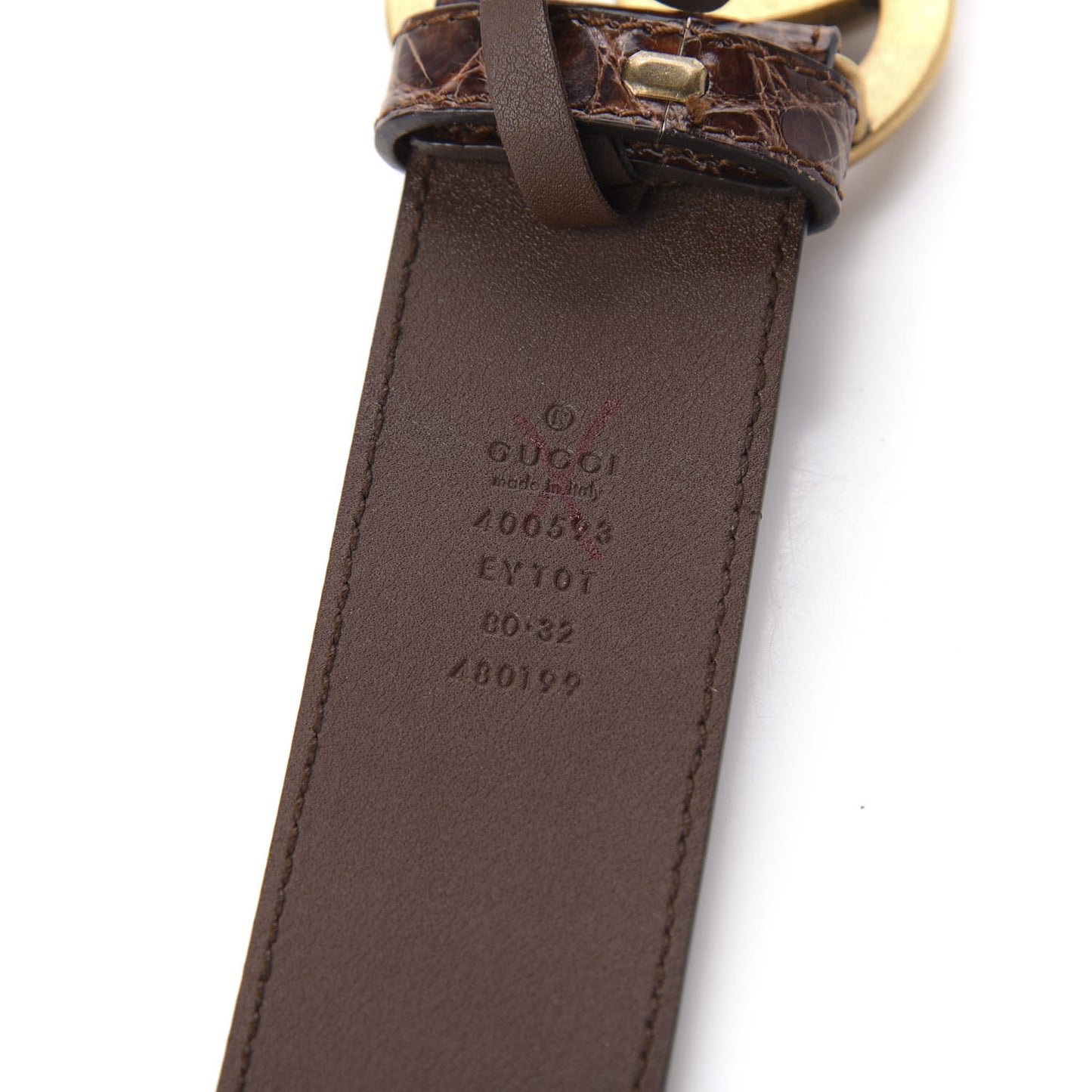 Crocodile Double G 40mm Belt 80 32 Brown