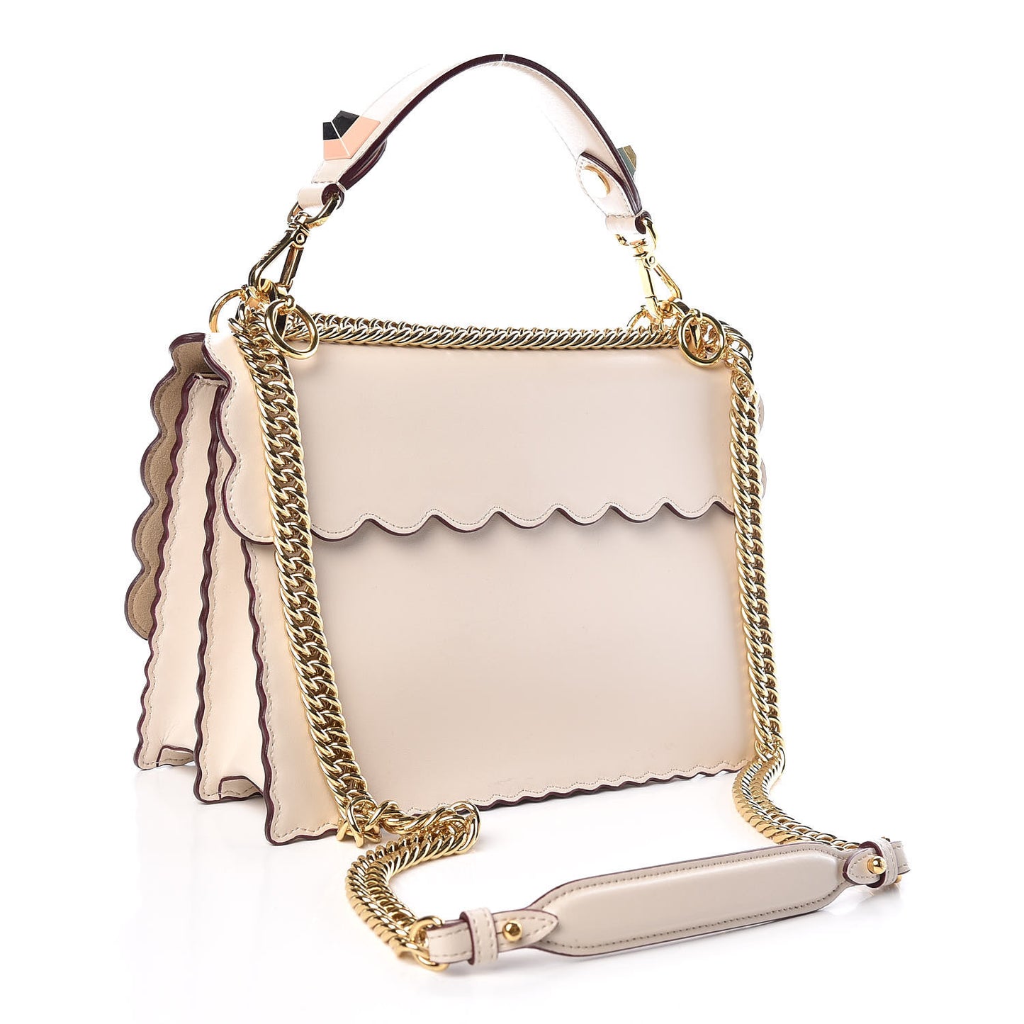 Vitello Liberty Scalloped Studded Kan I Shoulder Bag Camelia