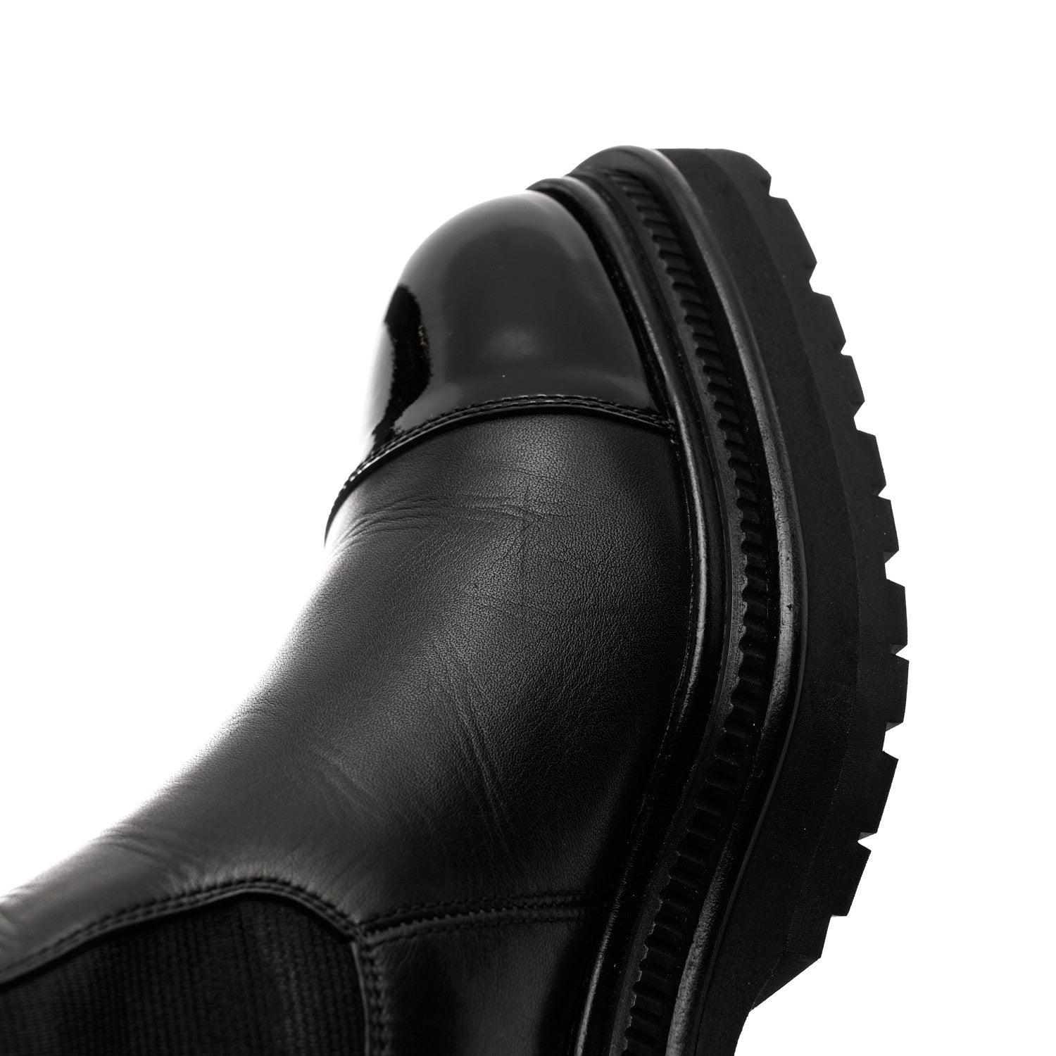 Chanel Calfskin Patent Cap Toe Ankle Boots 39.5 Black 12 of 16