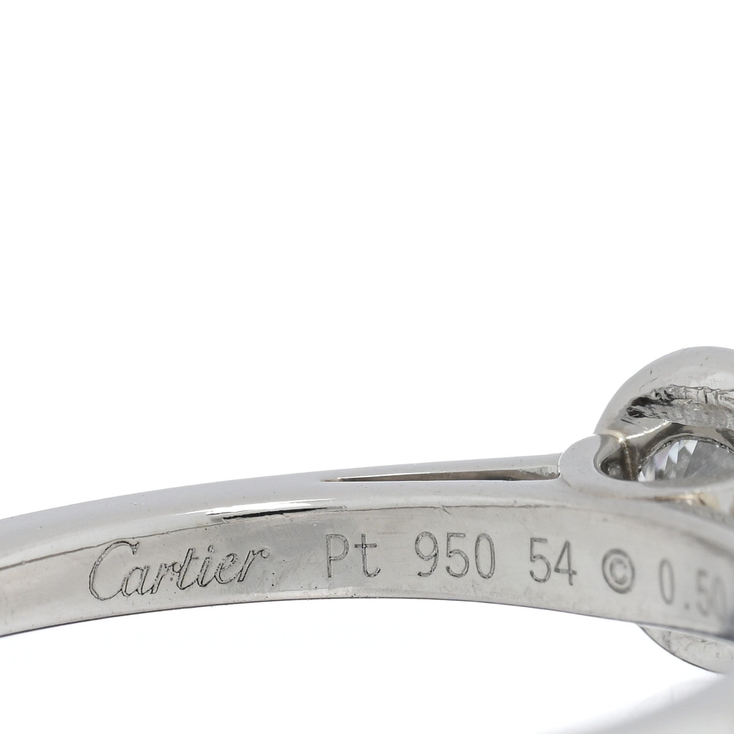 Cartier Platinum Diamond .50ct Bezel Set Solitaire Engagement Ring 54 6.75 4 of 5