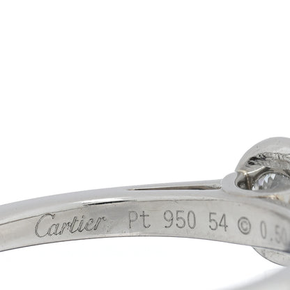 Cartier Platinum Diamond .50ct Bezel Set Solitaire Engagement Ring 54 6.75 4 of 5