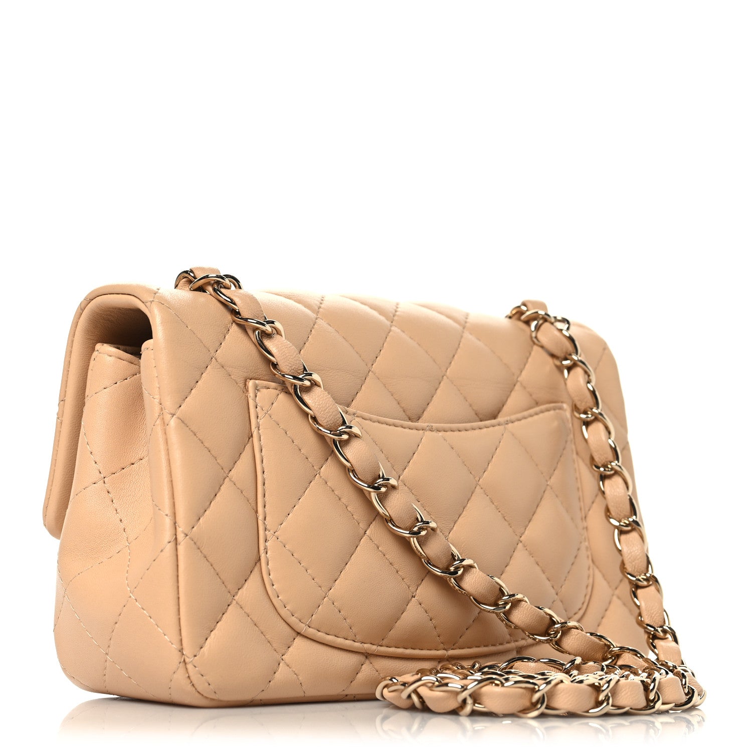 Chanel Lambskin Quilted Mini Rectangular Flap Beige 3 of 10