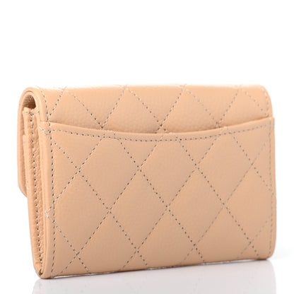 Chanel Caviar Quilted Flap Card Holder Wallet Beige 3 of 8