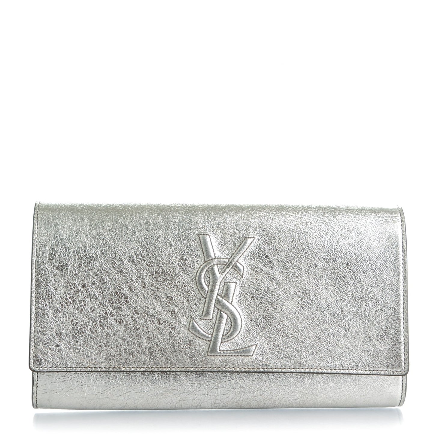 Metallic Calfskin Monogram Large Belle De Jour Clutch Silver
