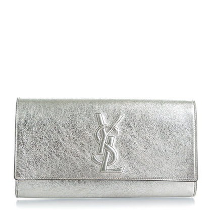 Saint Laurent Metallic Calfskin Monogram Large Belle De Jour Clutch Silver 1 of 9