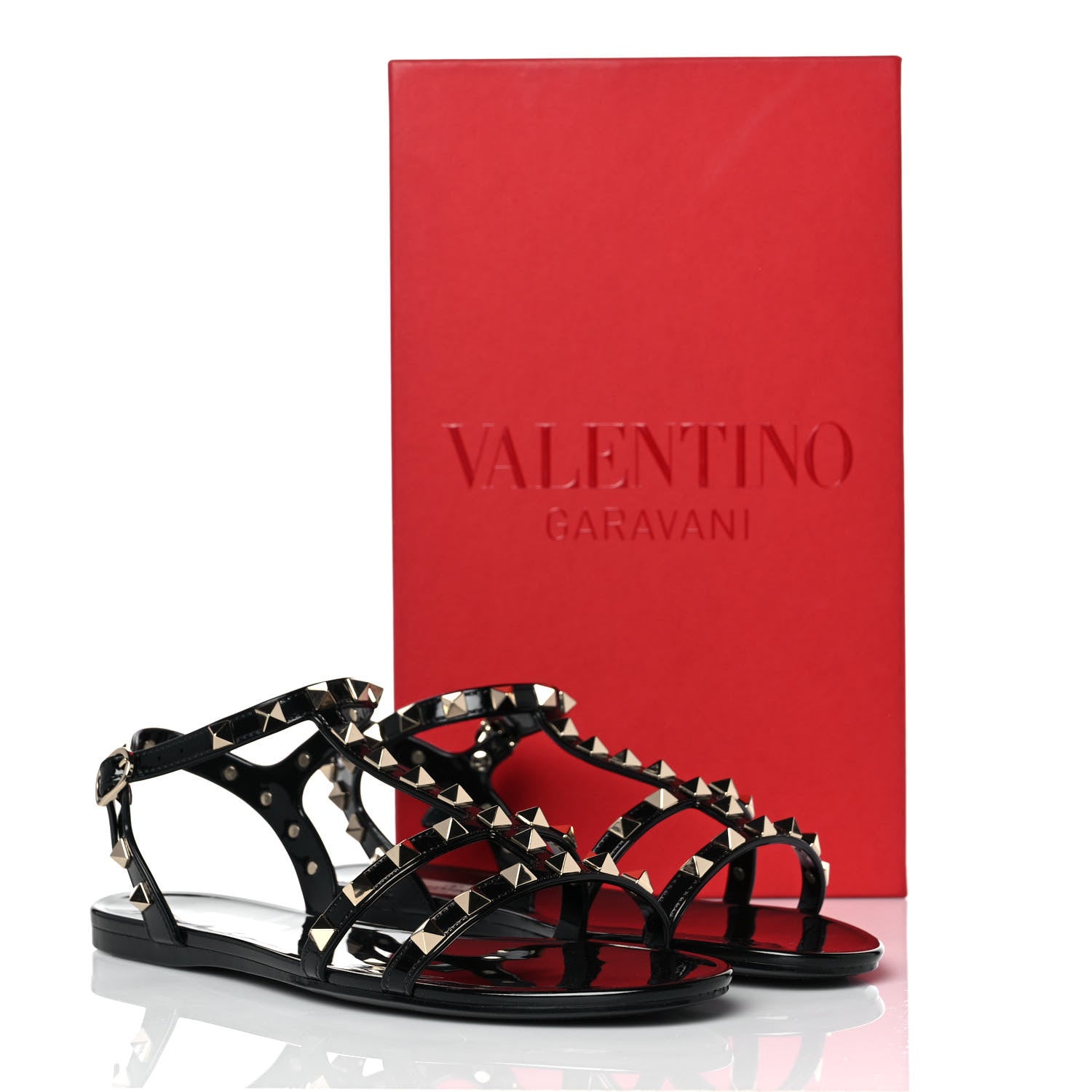 Valentino Garavani PVC Jelly Rockstud Caged Sandals 38 Black 8 of 8