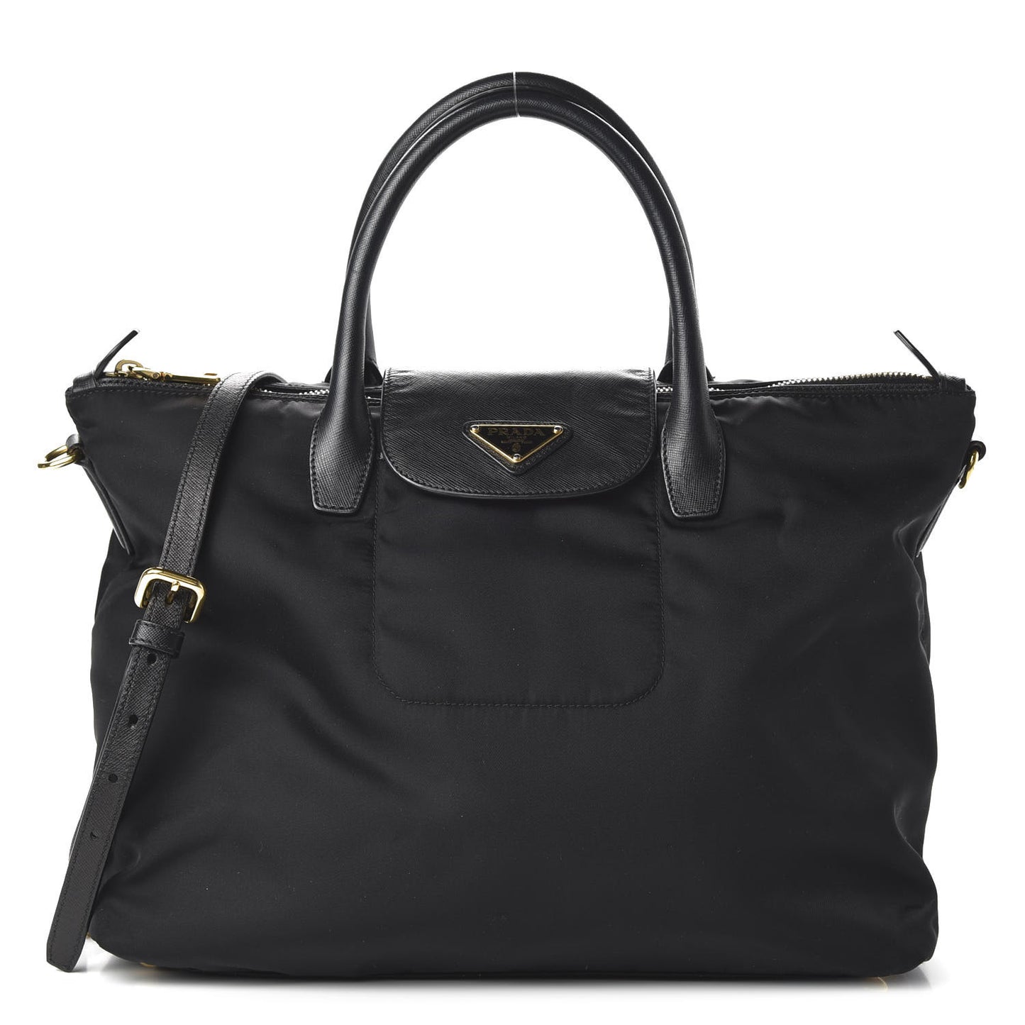 Tessuto Nylon Saffiano Tote Black