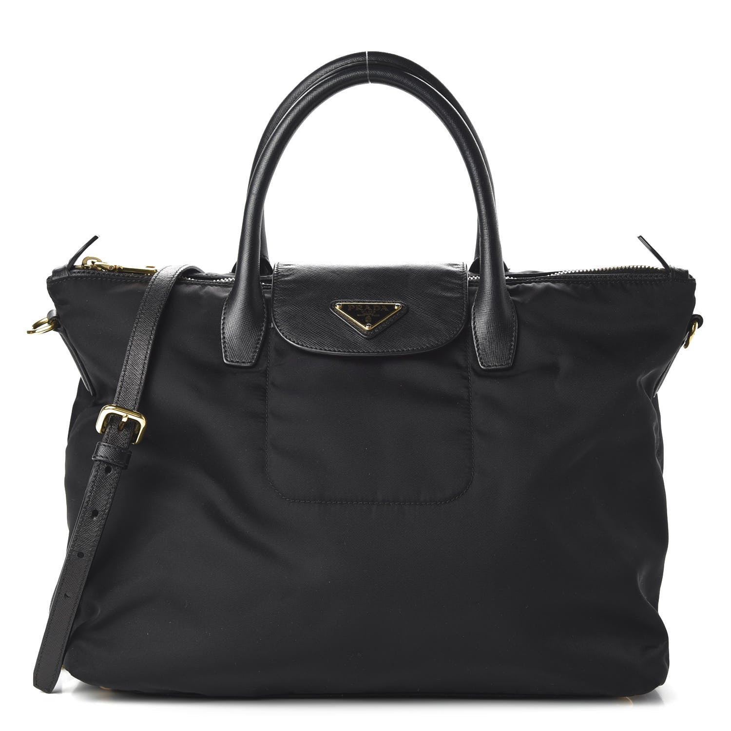 Prada Tessuto Nylon Saffiano Tote Black 1 of 9