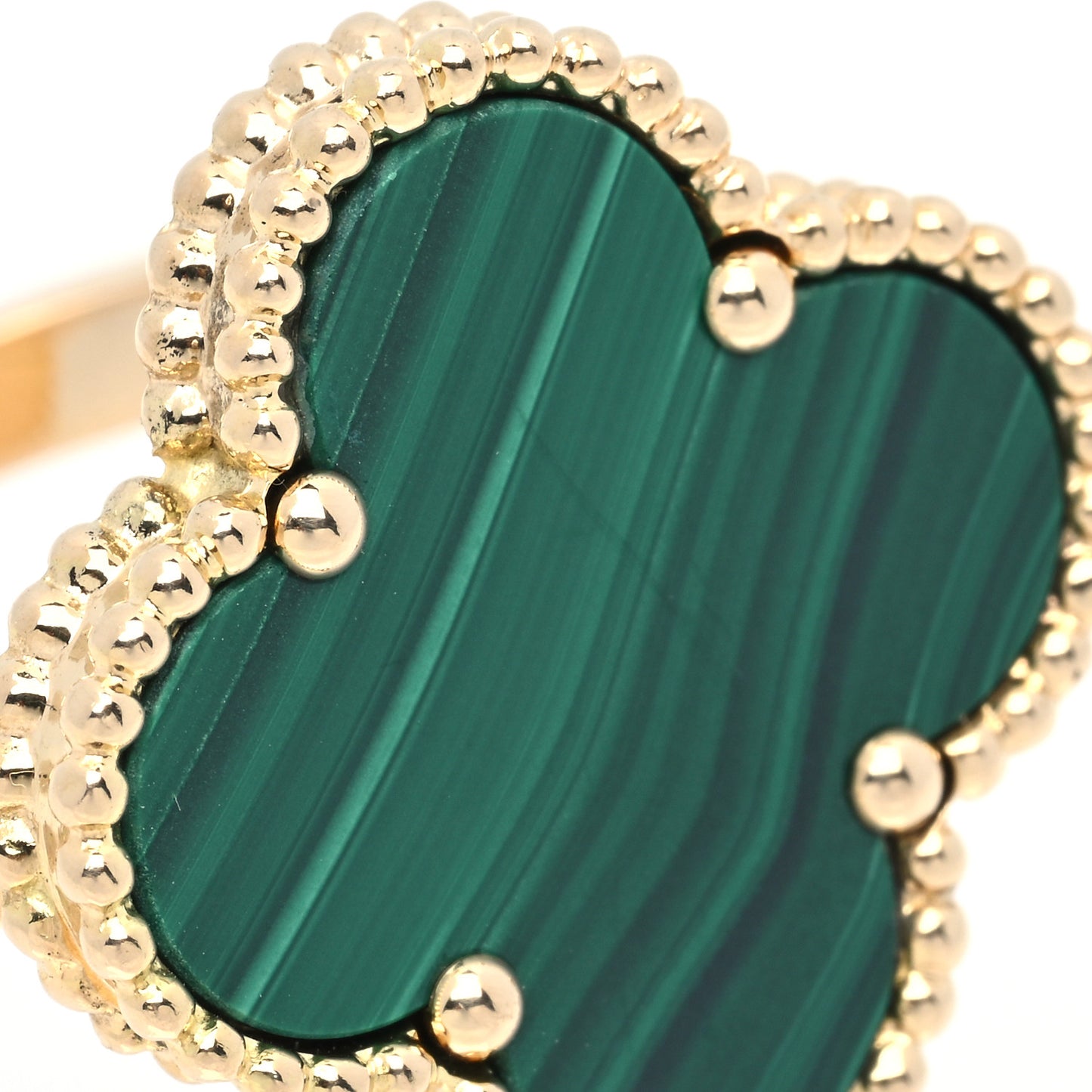 18K Yellow Gold Malachite Magic Alhambra Ring 53 6.25