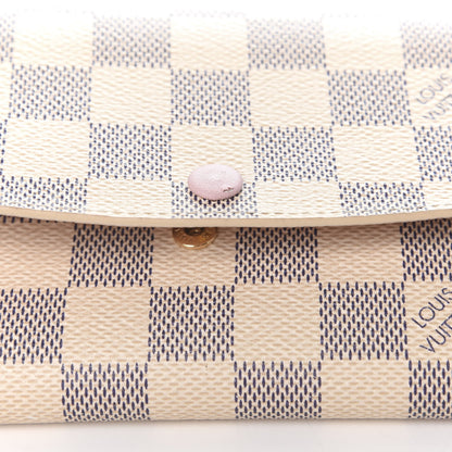 Louis Vuitton Damier Azur Emilie Wallet Rose Ballerine 7 of 8