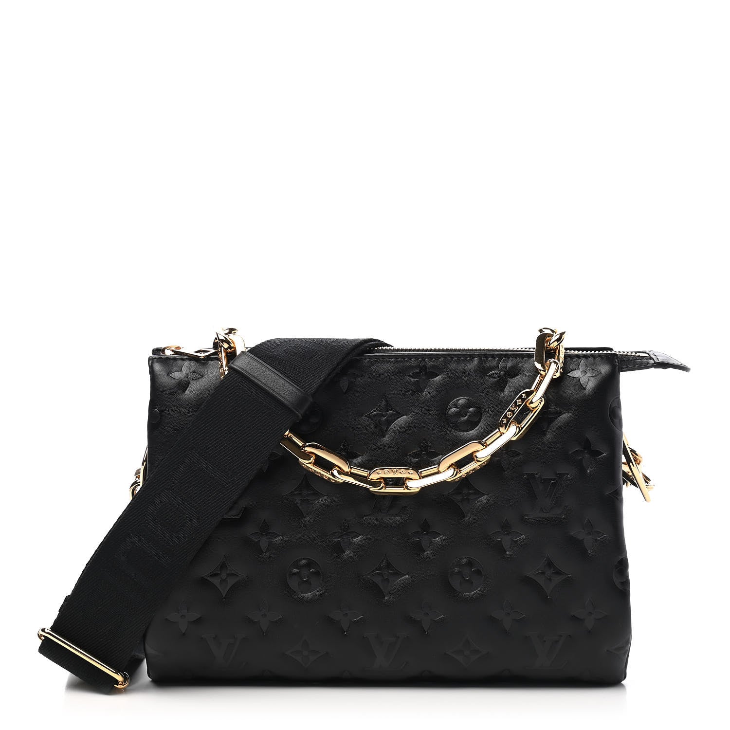 Louis Vuitton Lambskin Embossed Monogram Coussin PM Black 1 of 8