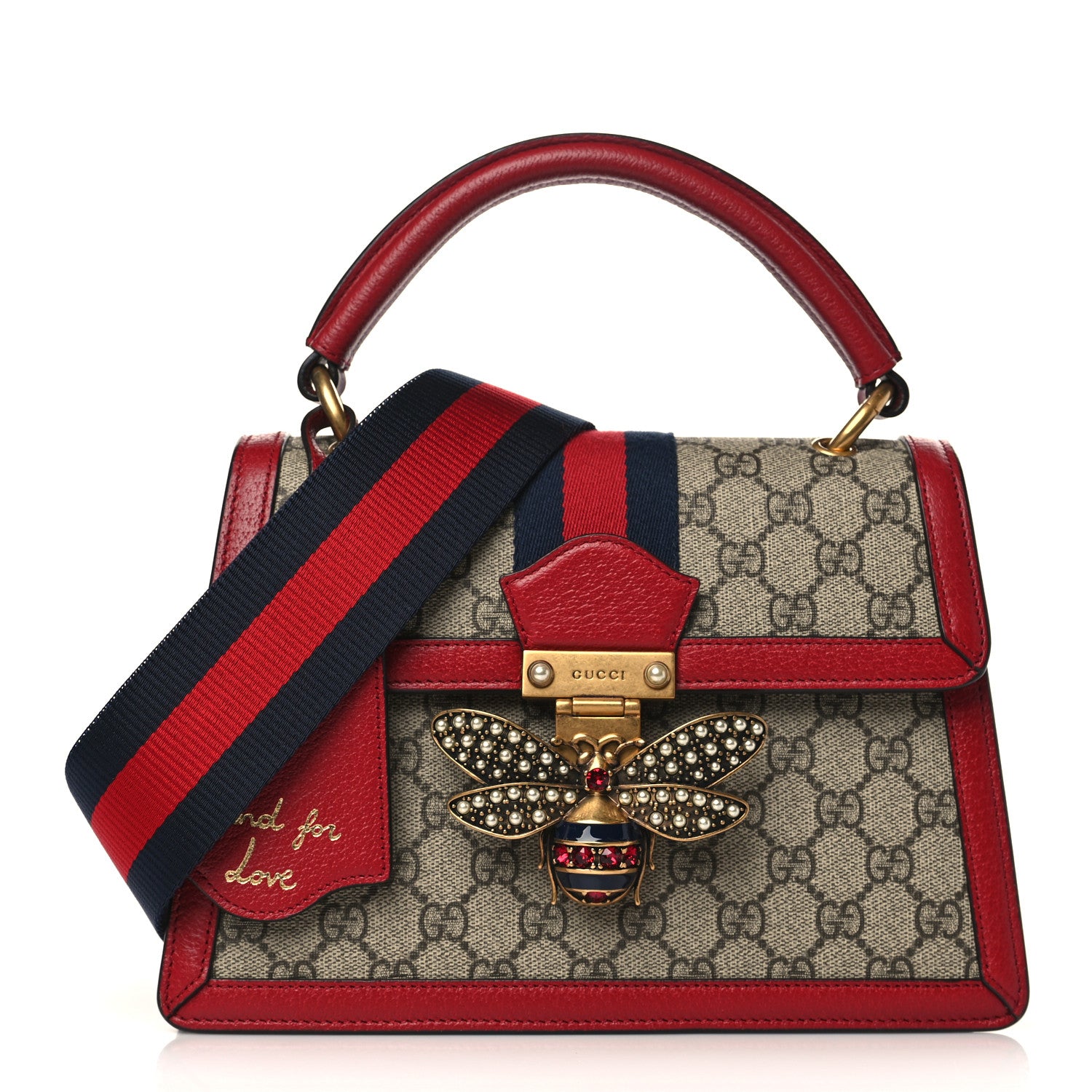 Gucci GG Supreme Monogram Small Queen Margaret Top Handle Bag Red 1 of 10