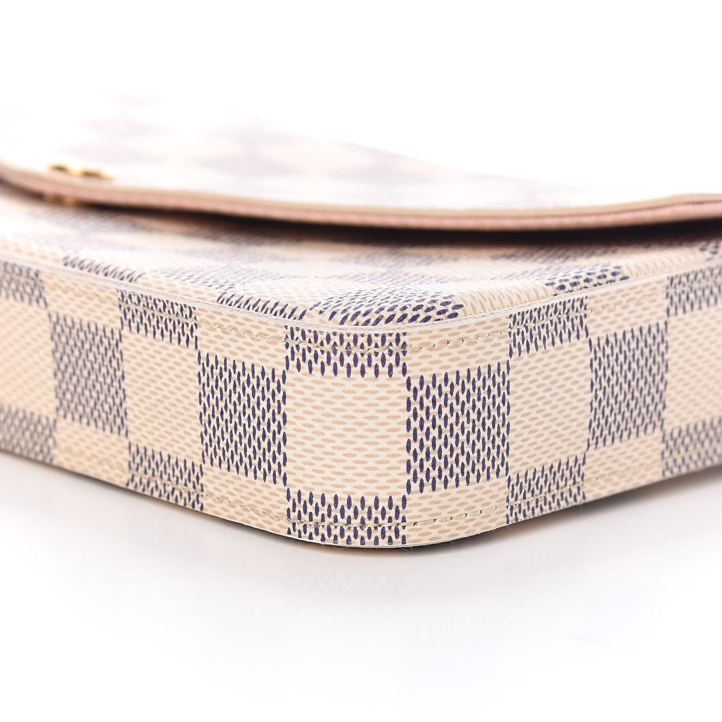 Damier Azur Pochette Felicie Chain Wallet Rose Ballerine