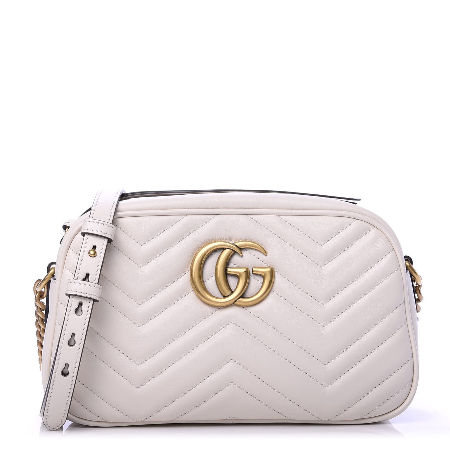 Calfskin Matelasse Small GG Marmont Chain Shoulder Bag White