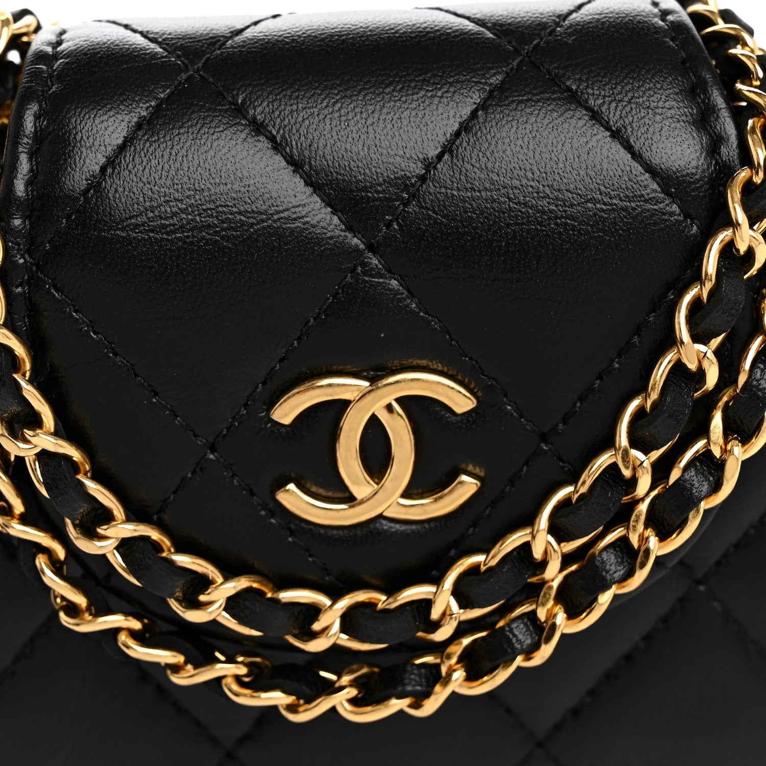 Chanel Lambskin Quilted Mini Accordion Clutch With Chain Black 8 of 11