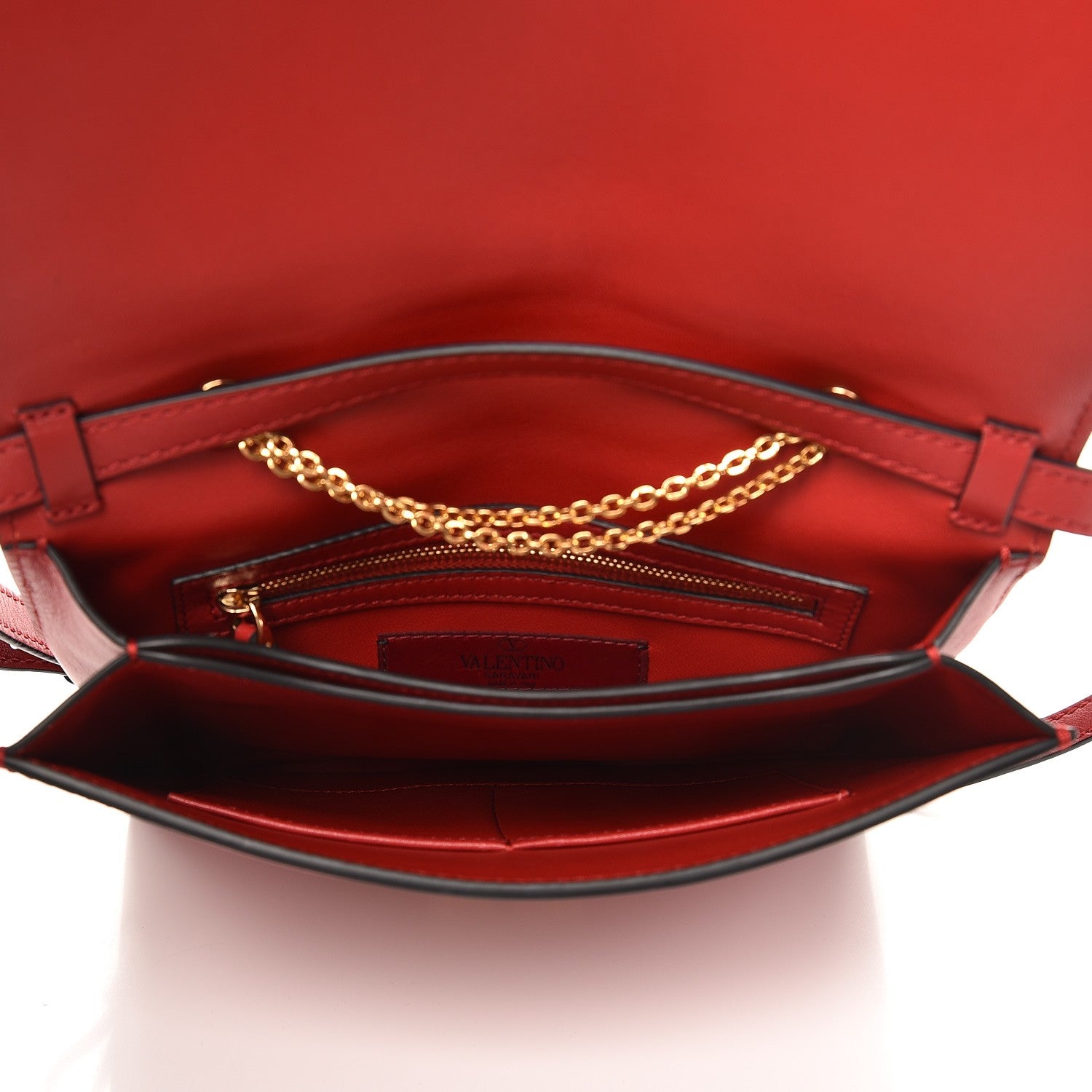 Valentino Garavani Vitello Shoulder Flap Bag Red 5 of 10