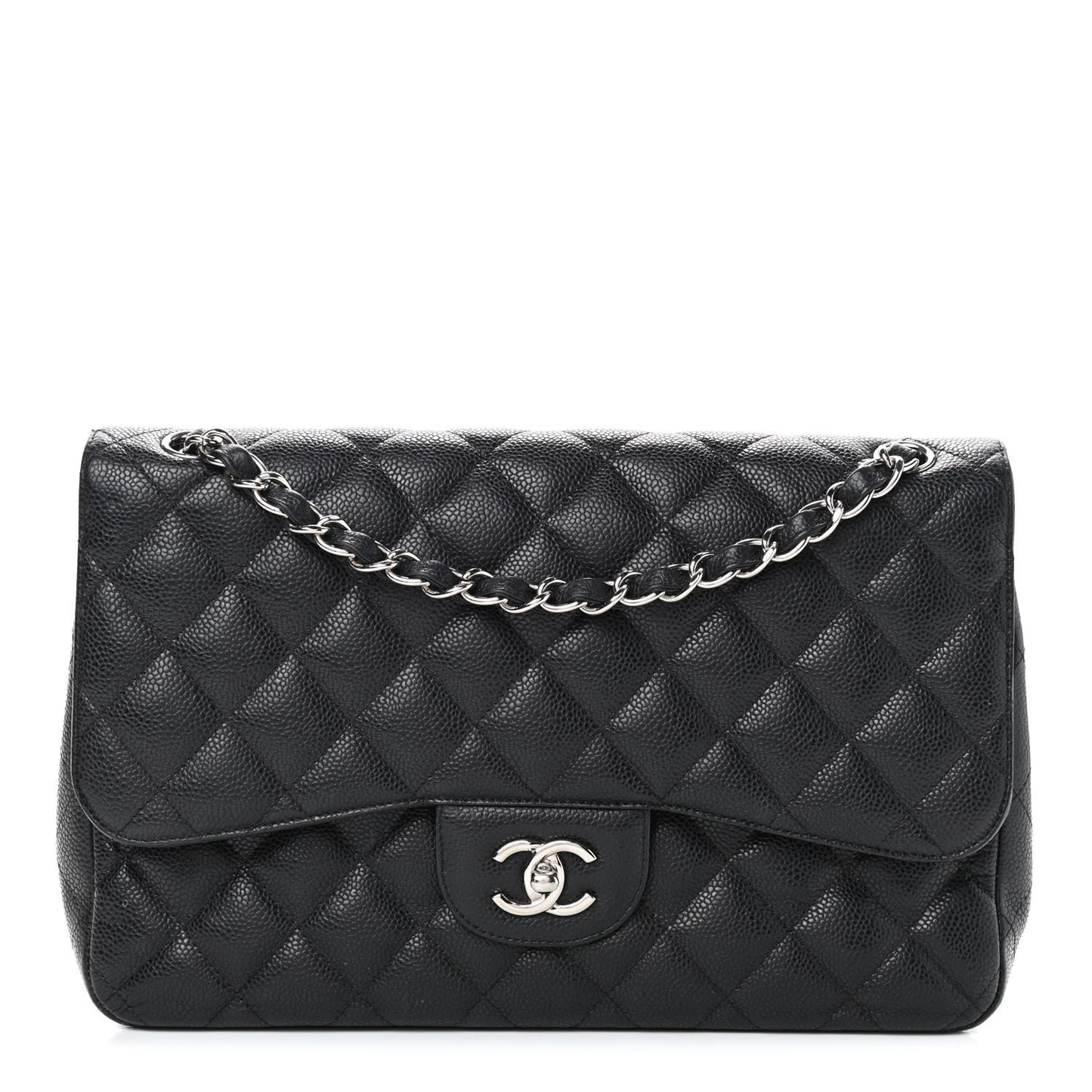 Caviar Quilted Jumbo Double Flap Black