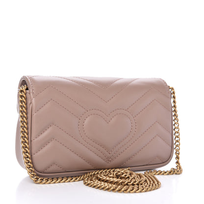 Gucci Calfskin Matelasse Super Mini GG Marmont Shoulder Bag Porcelain Rose 3 of 10