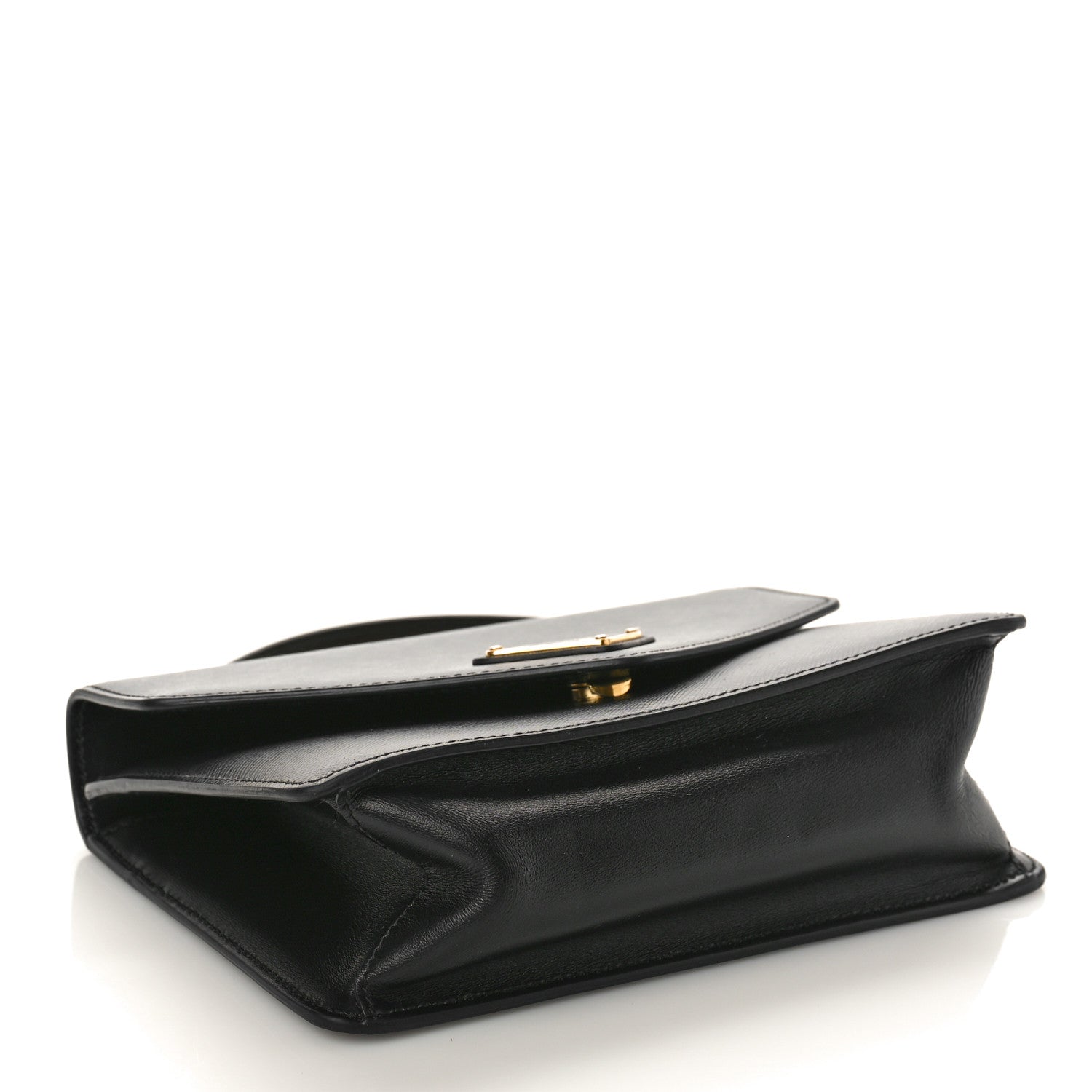 Prada Saffiano Soft Calfskin Metal Triangle Logo Envelope Chain Shoulder Bag Black 4 of 8