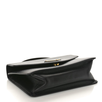 Prada Saffiano Soft Calfskin Metal Triangle Logo Envelope Chain Shoulder Bag Black 4 of 8