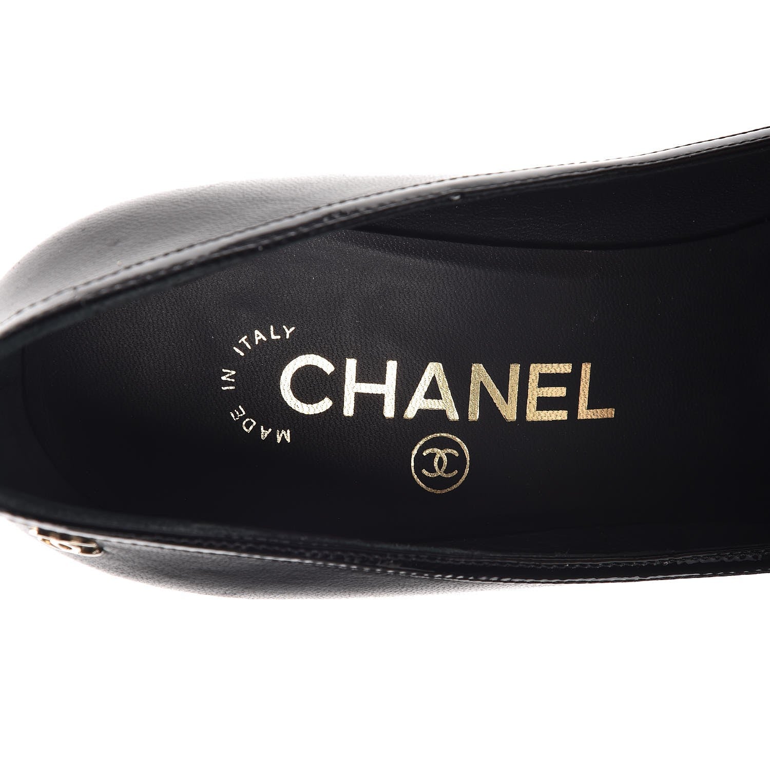 Chanel Lambskin Patent Bow Cap Toe Pumps 36.5 Black 10 of 12