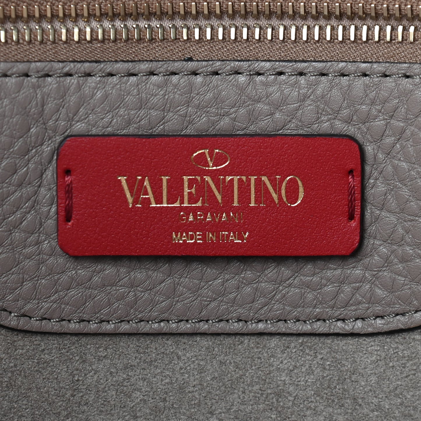 Grained Calfskin Rockstud Shoulder Tote Clay