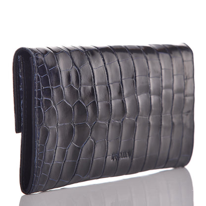 Prada Crocodile Embossed Flap Wallet Blue 3 of 8