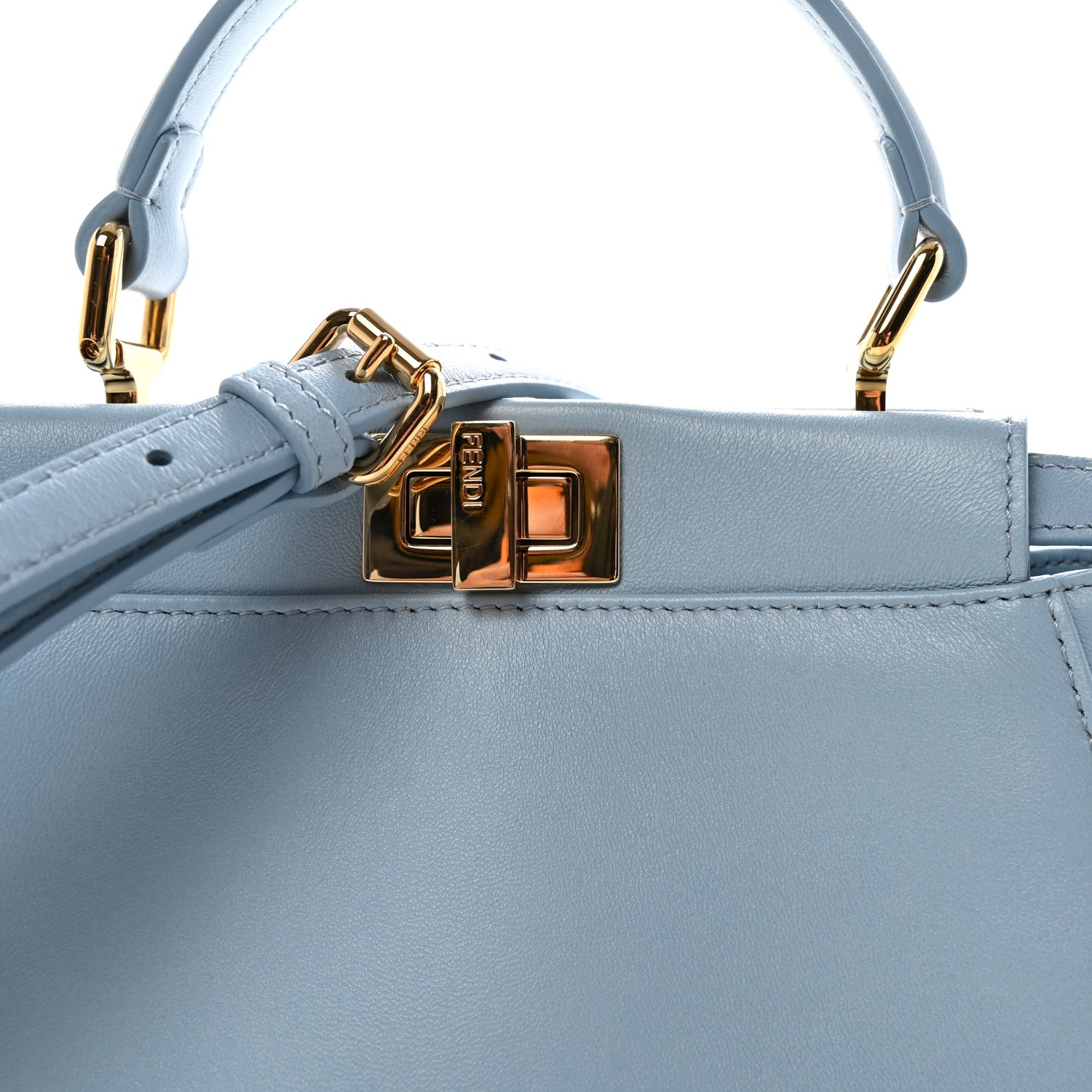 Fendi Nappa Mini Peekaboo Iconic Satchel Azzurro Baby 7 of 9