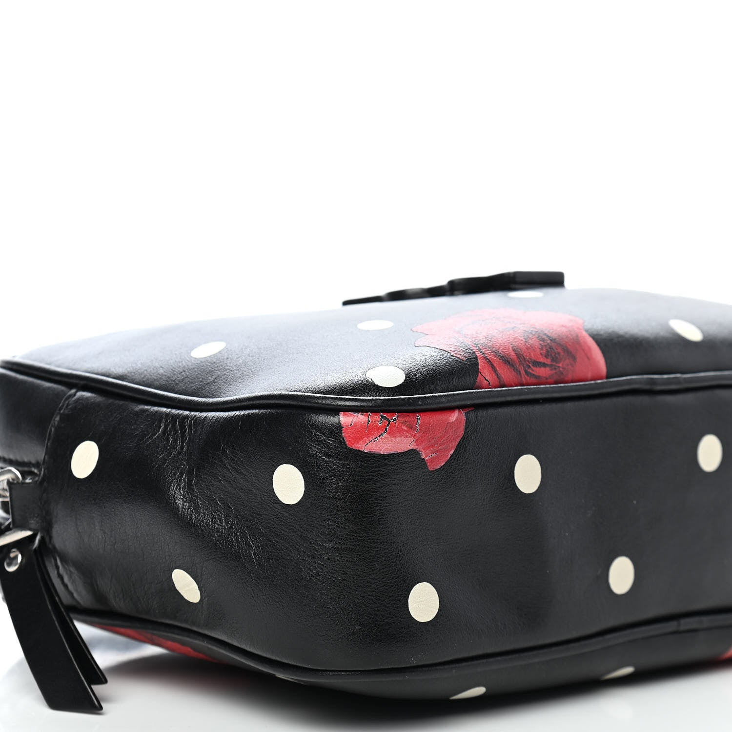 Saint Laurent Calfskin Rose Print Monogram Lou Camera Bag Black 7 of 8