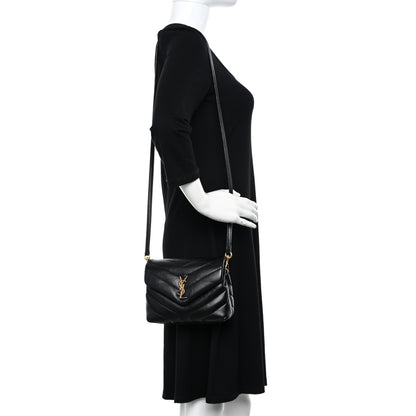 Saint Laurent Calfskin Y Quilted Monogram Toy Loulou Crossbody Bag Black 3 of 10