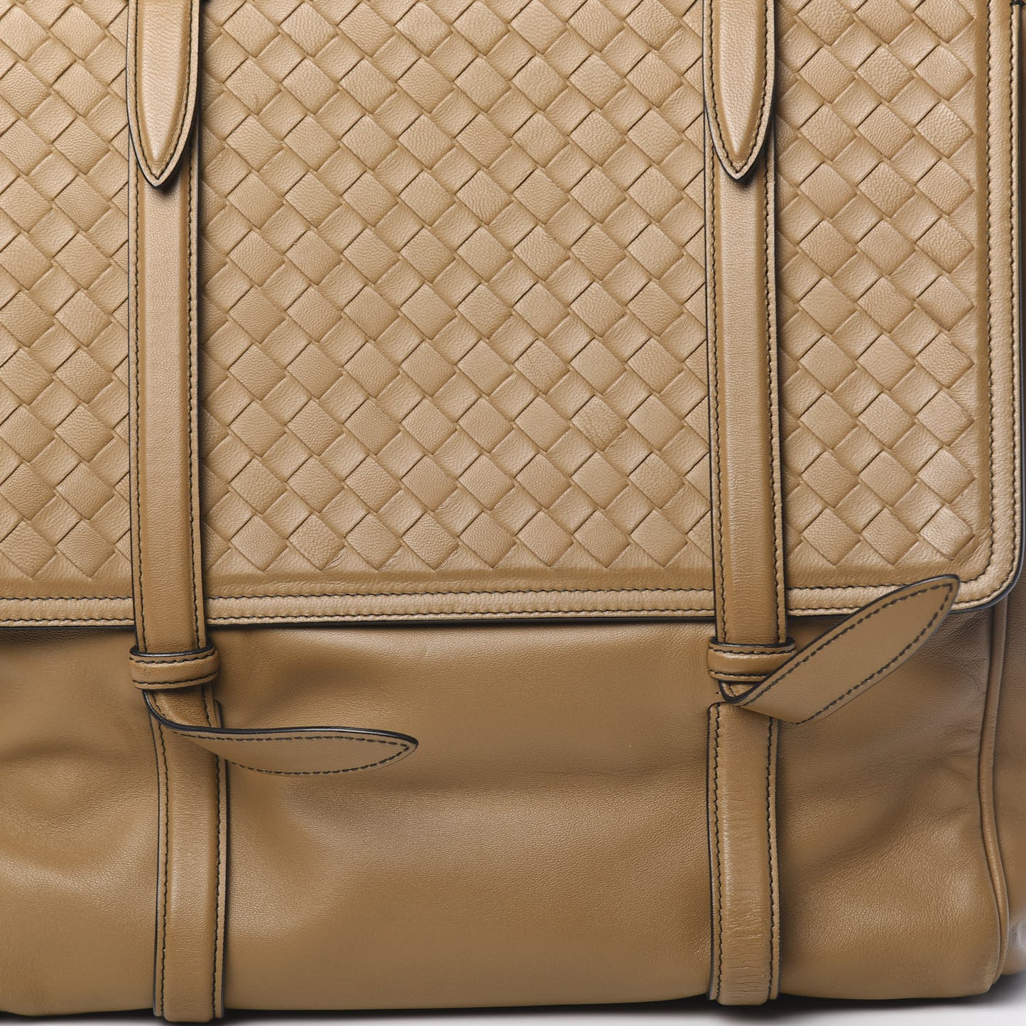 Nappa Intrecciato Large Flap Tote Camel