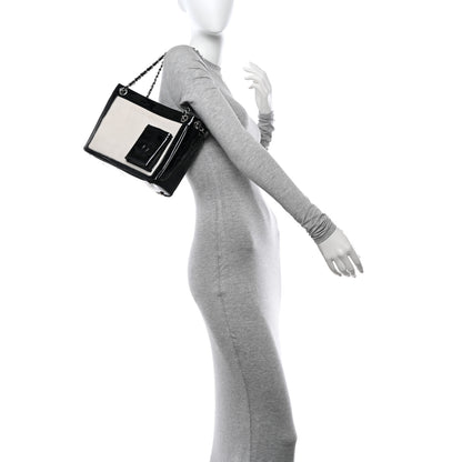 Chanel Patent Pony Hair Small Pocket Tote Black White 2 of 11