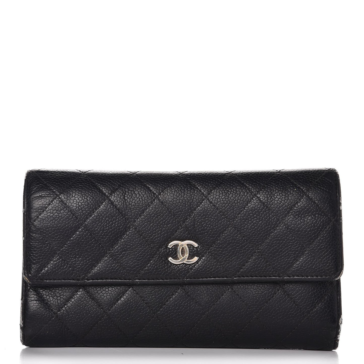 Caviar Quilted Large Flap Wallet Black
