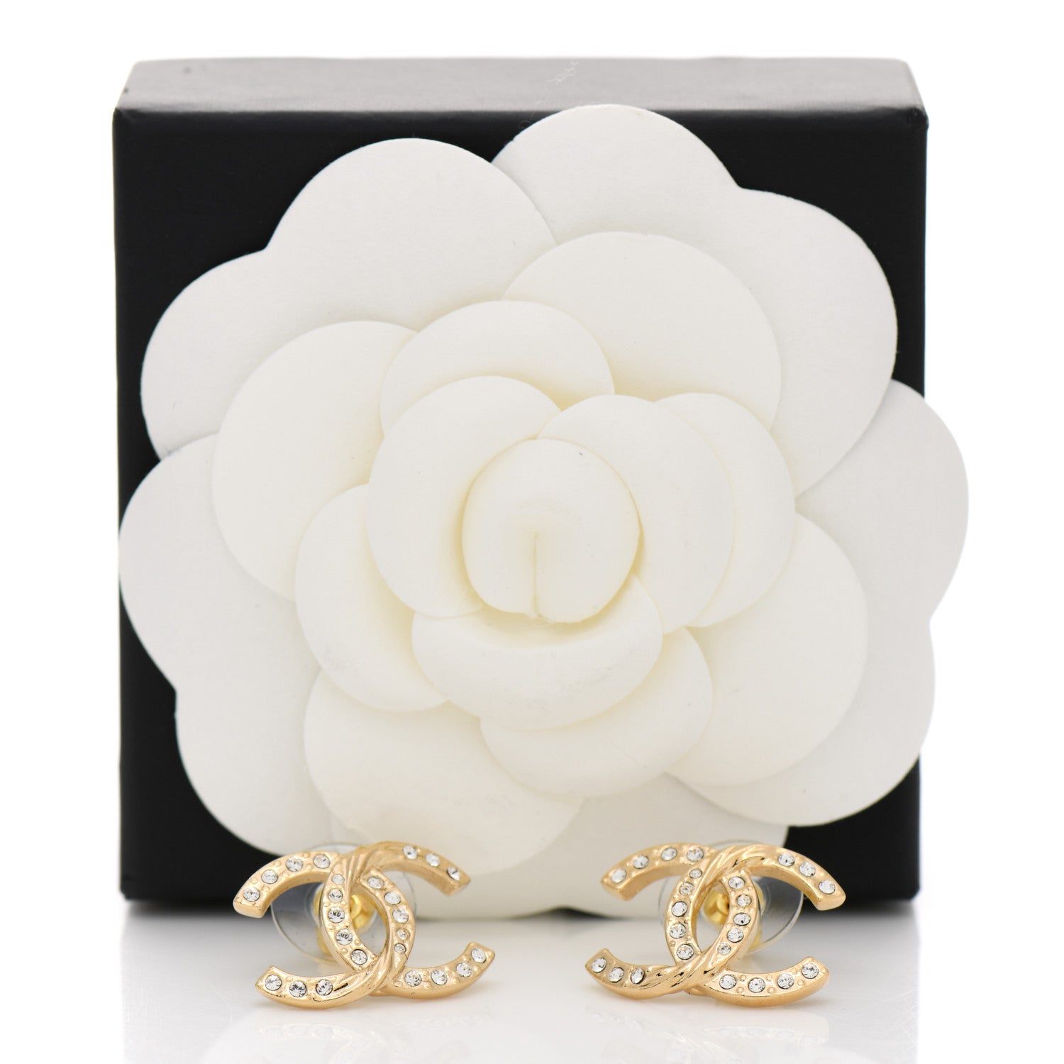 Chanel Crystal Large CC Earrings Gold 5 of 5
