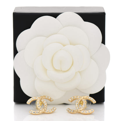 Chanel Crystal Large CC Earrings Gold 5 of 5