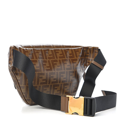 Fendi X FILA Glazed Fabric Vitello Century FF 1974 Mania Belt Bag Mogano Panna Blueberry 2 of 9
