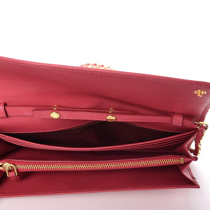 Prada Saffiano Metal Oro Chain Wallet Peonia 5 of 8