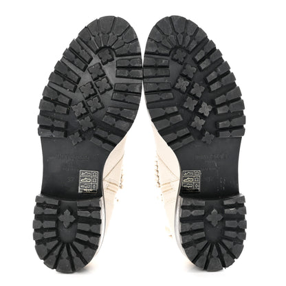 Jimmy Choo Goatskin Pearl Embellished Cruz Combat Boots 37 White 5 of 8