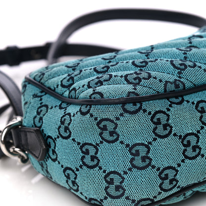 Gucci Monogram Multicolor Matelasse Diagonal Small GG Marmont Chain Shoulder Bag Light Blue 9 of 10