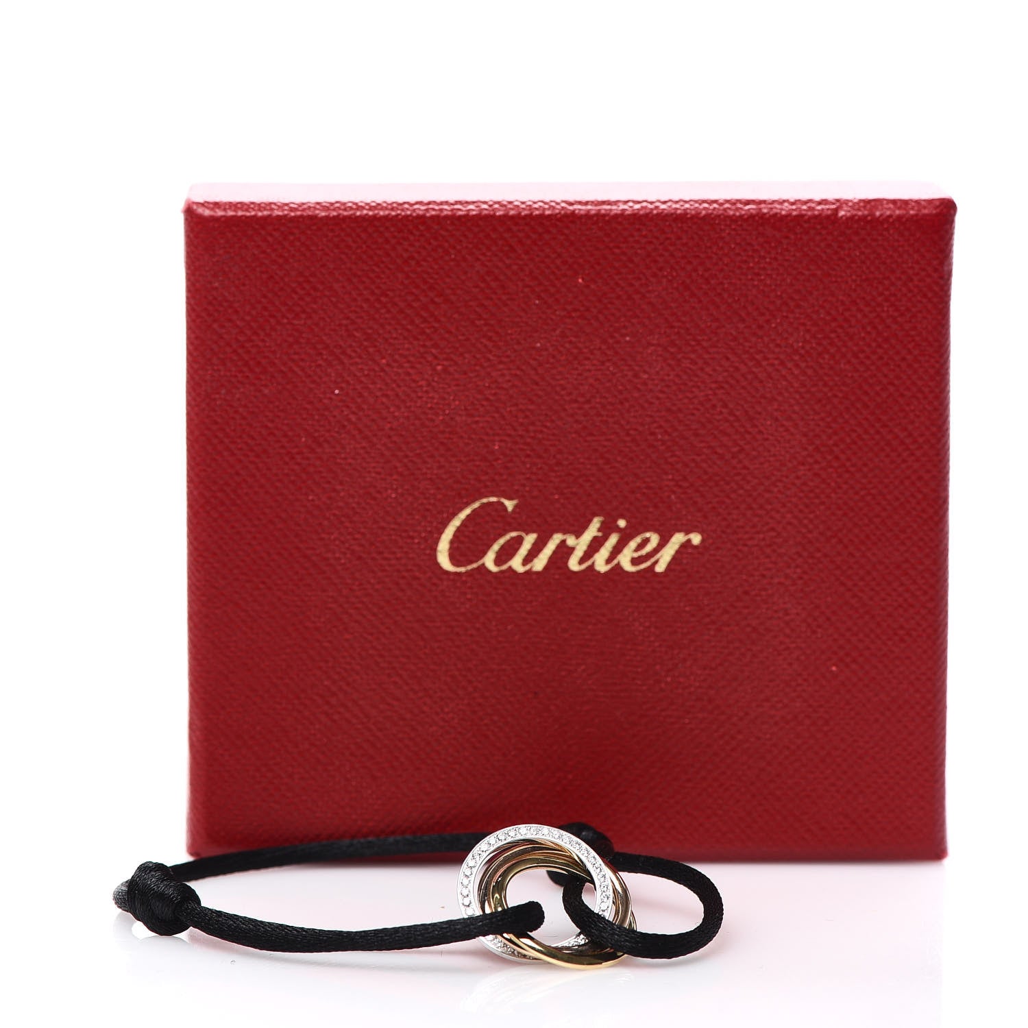 Cartier 18K White Yellow Pink Gold Diamond Trinity Cord Bracelet Black 6 of 6