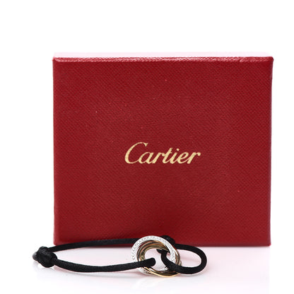 Cartier 18K White Yellow Pink Gold Diamond Trinity Cord Bracelet Black 6 of 6