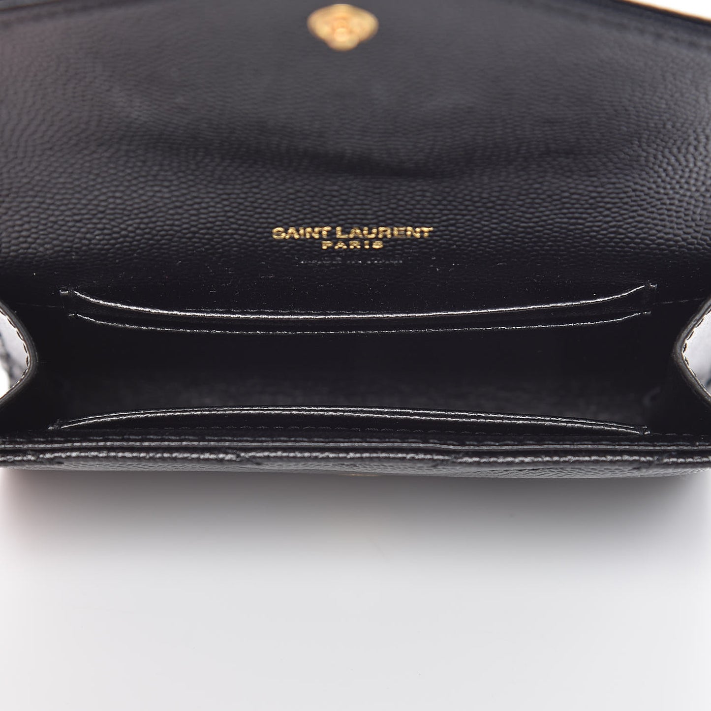 Grain De Poudre Matelasse Chevron Small Monogram Envelope Wallet Black