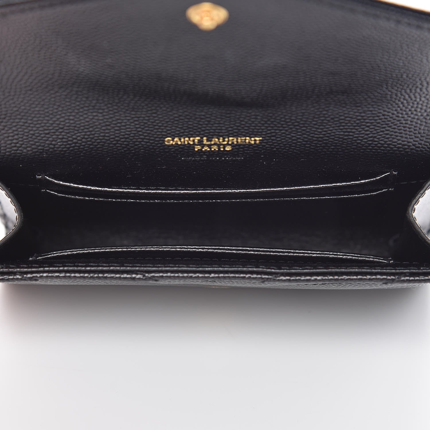 Saint Laurent Grain De Poudre Matelasse Chevron Small Monogram Envelope Wallet Black 5 of 7