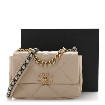 Chanel Lambskin Quilted Medium Chanel 19 Flap Beige 12 of 12