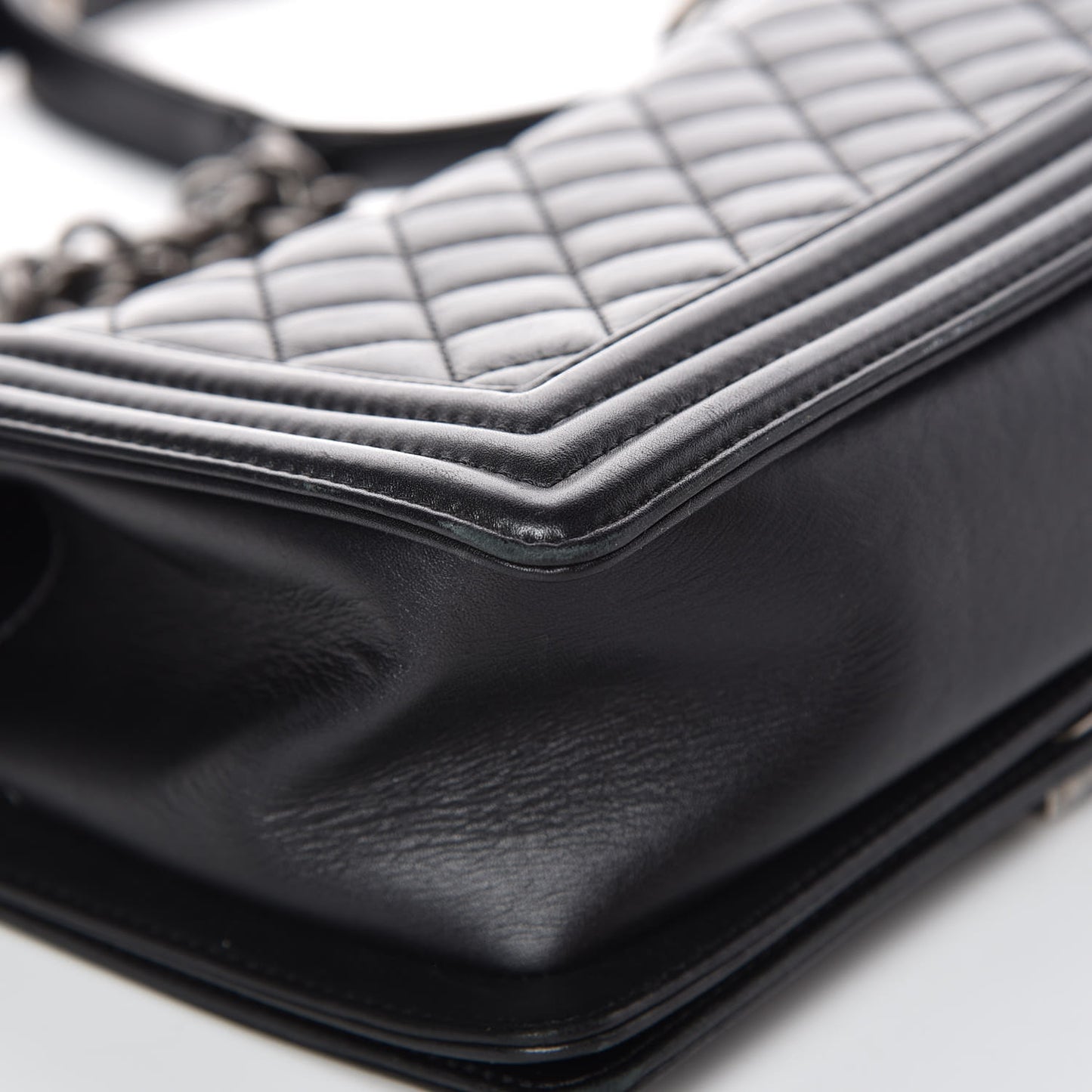 Metallic Calfskin Quilted Medium Boy Flap Black