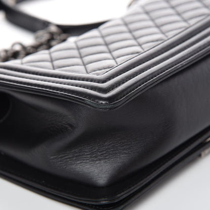 Chanel Metallic Calfskin Quilted Medium Boy Flap Black 14 of 15